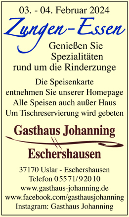 Zungen Essen - Rinderzunge im Gasthaus Johanning in Uslar Eschershausen